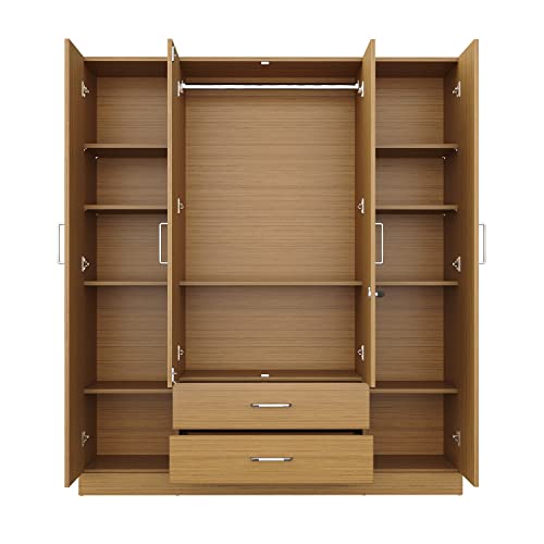 Wakefit Wardrobe | 1 Year Warranty | Engineered Wood Almirah, Cupboard for Clothes Storage | 4 Door, 1 Drawer, 1 Hanging Space | Organza Plus - Urban Teak