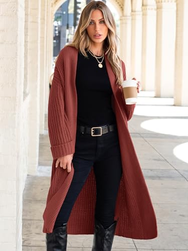 Image of ANRABESS Women Knit Long Cardigan Long Sleeve Open Front Lapel Oversized Sweater Coat 2025 Fall Duster Outerwear Clothes