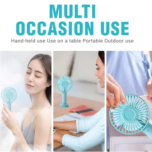 Image of One94Store Small USB Fan Blue, Portable Rechargeable Mini Handheld Fan High Speed Personal Cooling Desk Table Fan with Stand for Home Office Travel Outdoor