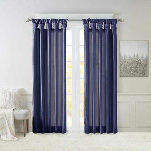 Madison Park Emilia Faux Silk Single Curtain with Privacy Lining, DIY Twist Tab Top