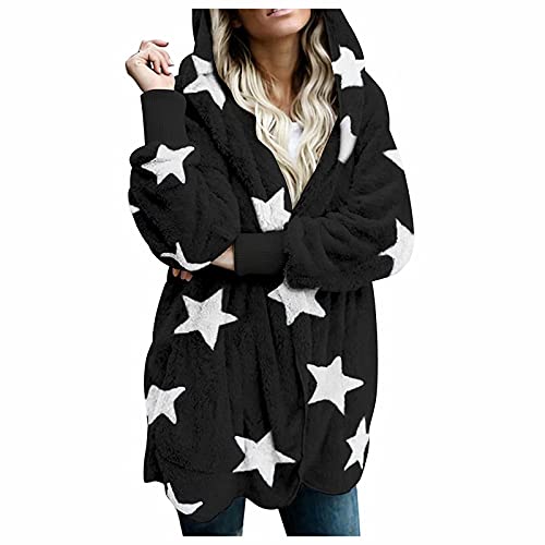 Manteau épais femme grande taille imprimé étoilé veste d'hiver en fausse fourrure