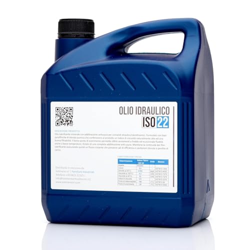 4L Hydrauliköl ISO VG HVI 22 – Schmiermittel für Hydrauliksysteme und Traktoren – Perfekt für Autos und Motorräder – Hohe Qualität und Fließfähigkeit, niedrige Viskosität