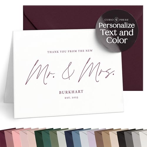 Personalized Stationery Thank You Cards for Newlyweds, Mr and Mrs...