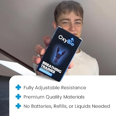 Oxy Respiratory Trainer | Breathe Easier with Stronger Lungs | Made with High Grade Silicone | Breathing Exercise Device for Lungs | Portable | Adjustable Resistance Settings | Black