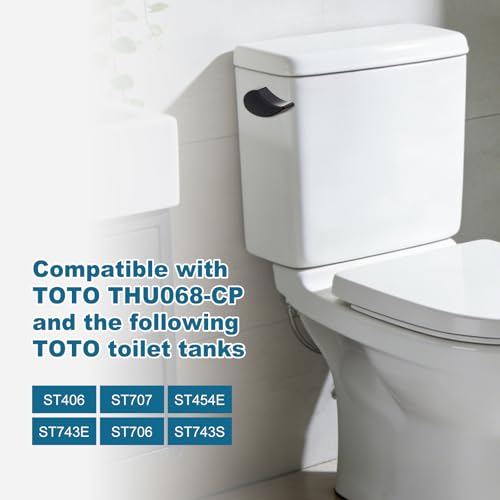 Image of iFealClear Metal Toilet Handle Replacement Compatible with TOTO THU068-CP Trip Lvr for St743S, St406 Soild Brass Toilet Tank Flush Lever, Side Mount Toilet Trip Levers, Matte Black
