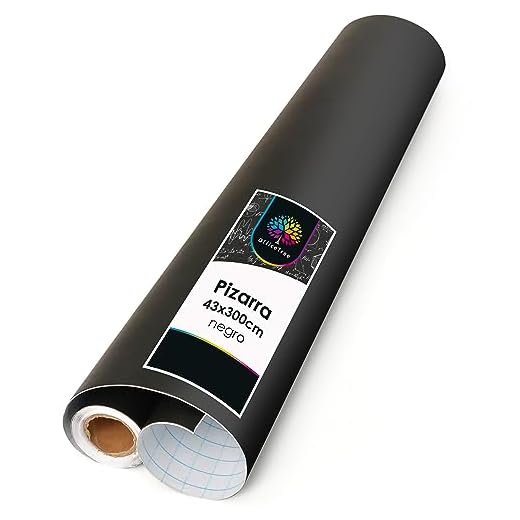 OfficeTree Papel Pizarra Adhesivo Pared 43 x 300 cm - Vinilo Pizarra Negra Adhesiva - Pizarra Adhesiva Escriba Dibuje y Pinte con Tiza