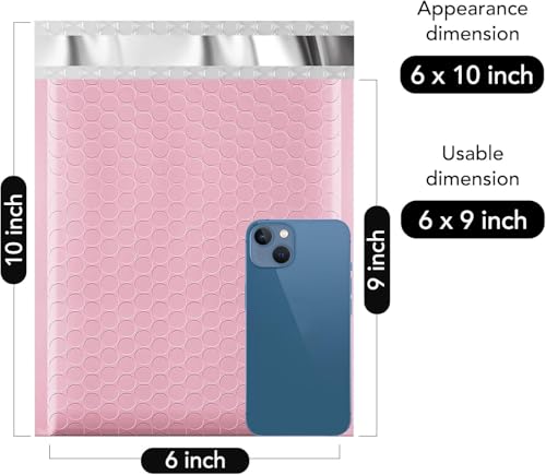 Image of Fuxury Bubble Mailers 6x10 inch Light Pink Padded Envelopes 1000Pack Strong Adhesion Thick Padded Mailers for Small Business Mailing Small Items,Jewelry,Makeup