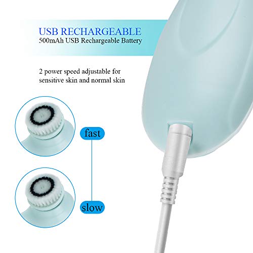 CARESHINE Facial Brush, Rechargeable Electric Rotating Face Scrubber, Electrical Facial Brush With 3 Heads Minimize Pores + Help Get Rid of Acne and Blackheads - Thumbnail 4