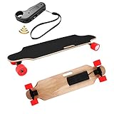 Aceshin Electric Skateboard Longboard with Wireless Handheld Remote Control 350W Single-Motor Power 8 Layers Maple Longboard Skateboard Cruiser for Teens Adults (Red)
