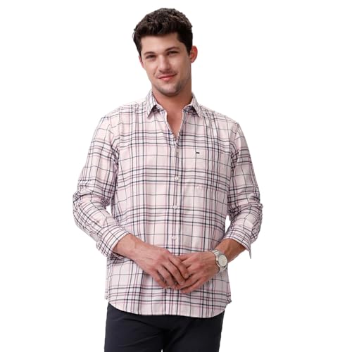 Image of BASICS 100% Cotton Checked Shirt for Men | Slim Fit | Everyday Smart Casual Wear | Full Sleeve