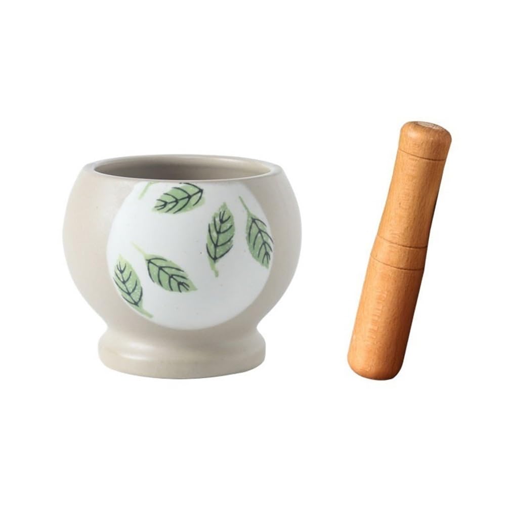 Kleiner polierter Mörser und Stößel, Set Multifunktionale Gewürz Stampfer Keramik Manuelle Gewürz Schüssel Set Kräutermühle Grinder Gewürz Kräutermühle(Green)