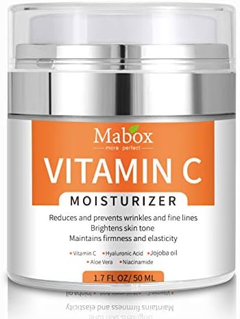 Mabox Vitamin C Skin Care Moisturizer Cream for Face and Body with Vit E, Hyaluronic Acid, Niacinamide and Jojoba Oil for Age Spots and Uneven Skin Tone, Dark Spot Remover, Anti-Aging (1.7 Fl. Oz)