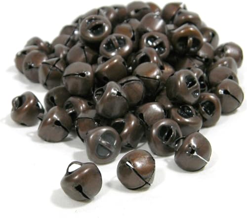 50 BdBeads Round 12mm 1/2 inch Metal Craft Christmas Jingle Sleigh Bells with Loop for Dangle Charms or Holiday Decor (Antique Copper)