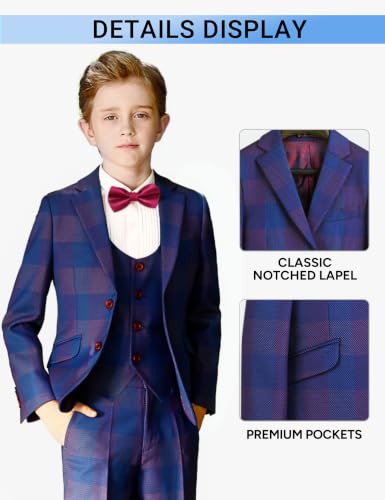 Boys Formal Suit Slim Fit Tuxedo Ring Bearer Outfit Royal Blue Size 10 - image 3