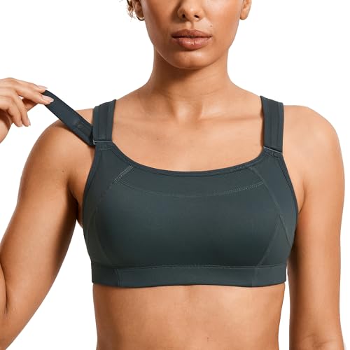 Image of SYROKAN Front Adjustable Sports Bras for Women High Impact | Front Velcro Straps, Wirefree, Double layer Cups, U Back, No Bounce, Running Bra