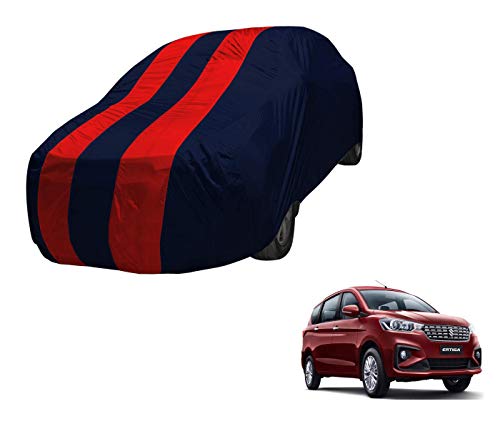 Image of Auto Hub Car Cover Compatible with Maruti Ertiga (Model : 2019-Till Date) with Mirror Pocket,Triple Stitched, Weather Proof, Ertiga Car Cover- Navy-Red