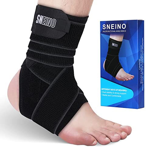 SNEINO Ankle Brace for Women & Men - Ankle Brace for Sprained Ankle, Ankle Stabilizer for Sprain, Injury Recovery, New Upgrade Adjustable Breathable Ankle Support Brace for Basketball, Running