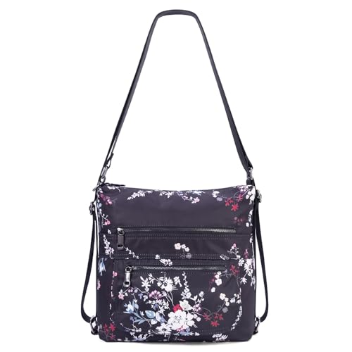 Multiple Compartments Satchel Handbags Waterproof Nylon Crossbody Bags for Women Adjustable Strap Tote for Ladies