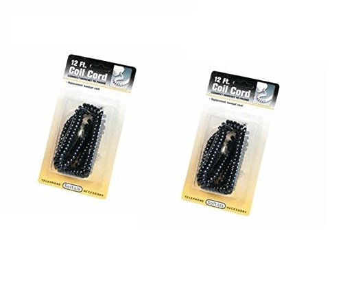 Doaaler(TM Softalk Coiled Phone Cord 12' Black SOF48102 Telephone Accessories (Pack of 2)