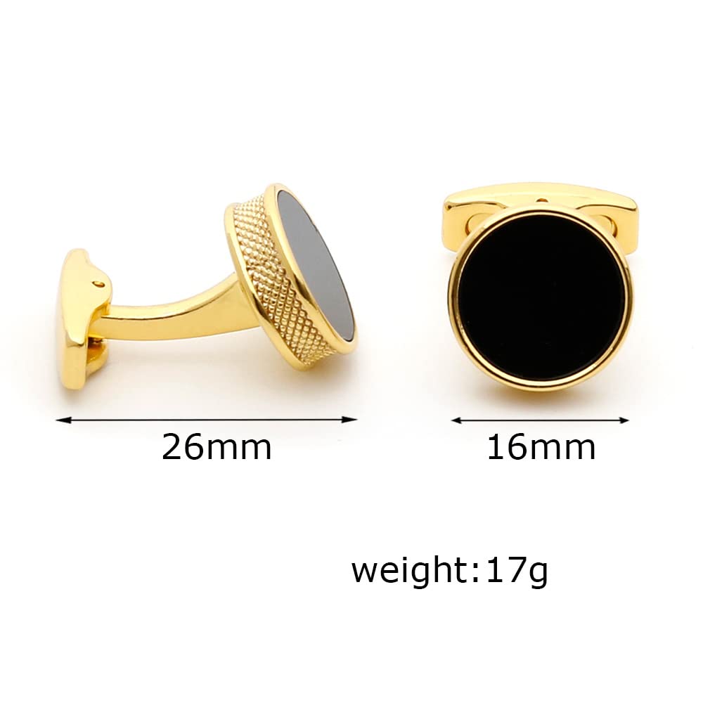 Gemelos franceses para Hombre, Sencillos, Modernos, Dorados, clásicos, Redondos, Negros, con Clavos para puños de Camisa franceses.
