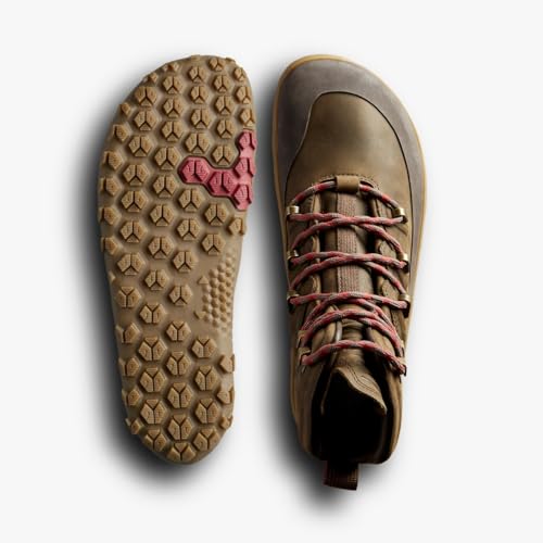 Vivobarefoot Tracker Leather AT Mens Barefoot Hiking Boots | Waterproof, Lightweight & Puncture Resistant | All Weather & Terrains | Wide Fit Grounding Shoes Bracken