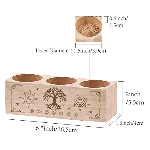 Creatcabin Wooden Tealight Candle Holder Tree Of Life Set Of 3 Candlestick Stand With Star Moon Chakela Memorial Candle Ornaments For Loss Of Loved Remembrance Gifts 6.5 X 5.5Inch (Without Candles) #TOP1