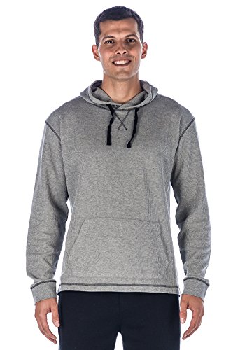 Noble Mount Mens Solid Thermal Lounge Hoodie - Heather Grey - XLarge