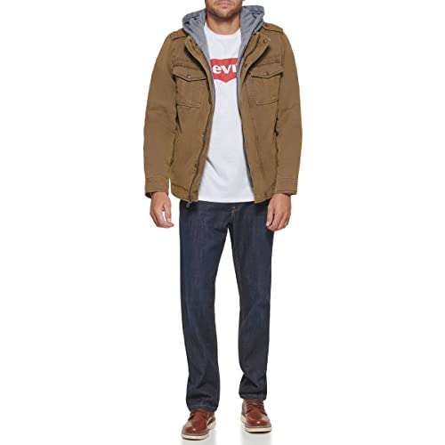 Levi's Men's Washed Cotton Hooded Military Jacket, Khaki, Small - Thumbnail 3