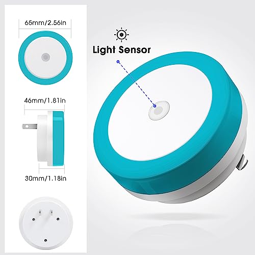 Image of Briignite Azure Blue Night Light, Night Lights Plug into Wall [2Pack], Nightlight with Light Sensors, LED Night Light for Kids Room, Baby, Bathroom, Stair Lights, Hallway Light