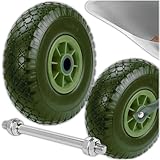 KRUMAD Schubkarrenrad Vollgummi 3.00-4, PU Vollgummireifen mit Achse, Pannensicheres Ersatzrad für Schubkarre und Sackkarre, Stabiles Rad mit Stahlfelge für Garten, Baustelle und Transportarbeiten