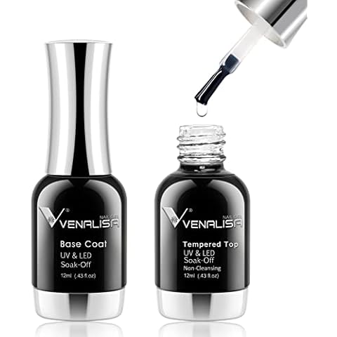 VENALISA Top Coat with Base Coat Set,Professional Base Coat & No wipe Top coat Gel Polish of 2 x 12ml Each Cover