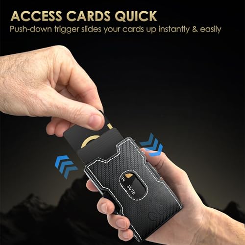 Card Holder Wallet for Men, Mens Minimalist Wallet 9-12 Cards, Slim Compact Wallets with Money Clip, RFID Blocking Smart Pop Up Wallet, Metal Aluminum Credit Card Case Wallet3