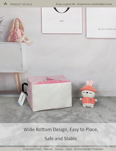 Image of Rectangular Pink Princess Laundry Storage Bin for Adults and Kids | Damp resistant canvas fabric, sturdy stitched carry handles, foldable design organizes closet and playroom daily supplies