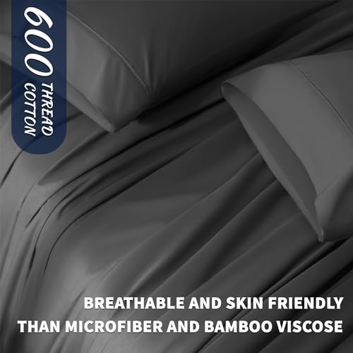 image for Shilucheng 100% Cotton King Size Sheets Set - 600 Thread Count，Luxur