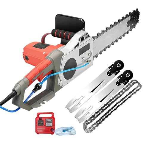 Elektrische Betonkettensäge mit 2* Diamantkette, Betonsäge Kabelgebunden 5800W/6500W, Schnitttiefe 35cm/13.78, 48cm/18.9'', 0–6000 U/min, Nass- & Trockenschnitt, Staubarme Wandschlitzfräse 6500W480