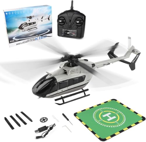 Heligotech K160 EC-145 RC�w���R�v�^�[ ��l�p ���S�Ҍ��� 2.4G 4CH 6���W���C�� 4�v���y�� �t���C�o�[���X �R�p�@ �G�v���������p�b�h&���x�ێ��t�� ? RTF