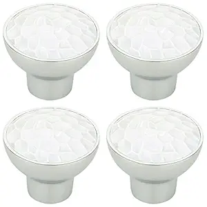 FAST Knobs01 Chrome Plated Multi Colour Furniture Cabinet Drawer Pull Knob Handle 4pcs (White)