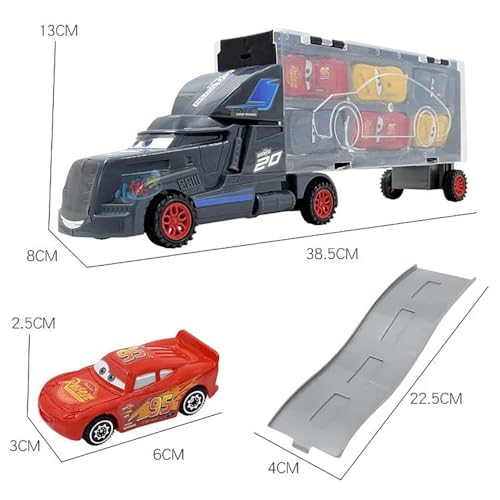 Image of Car Truck Toy Transport Toy for Kids 7-in-1 Big Unbreakable Carrier Truck with Die-Cast Alloy Metal 6 Cars Playset for Kids, Multicolor