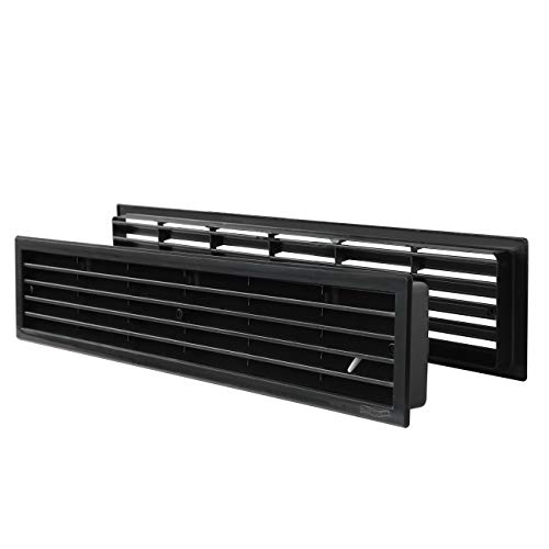 La ventilation PTTD459N Grille télescopique en plastique rectangulaire avec doseur de débit. Dimensions : 452 x 90 mm. Couleur : noir Cover