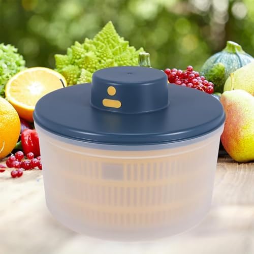 Electric Salad Spinner, 3L Large Capacity Fruit Vegetable Spinner with Anti-Slip Base, Double-Layer Design and One-Touch Operation for Home Kitchen Washing Drying Leafy Vegetables Fruits