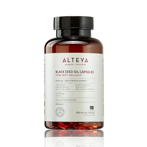 Alteya Bio Schwarzkümmelöl-Kapseln mit Rosenöl + Mariendistel-Extrakt (60 Weichkapseln) - EU-Bio-Zertifiziert - Ganzkörper-Wellness Alteya Bio Schwarzkümmelöl-Kapseln mit Rosenöl + Mariendistel-Extrakt (60 Weichkapseln) - EU-Bio-Zertifiziert - Ganzkörper-Wellness