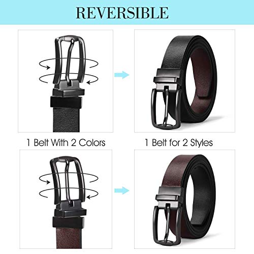 Image of JUST-STYLE Men's PU Leather Reversible Belt (Black & Brown) Size (28-46) Formal /Regular