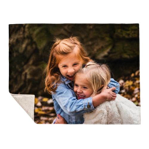 Ultra-Soft Sherpa-Backed Custom Photo Fleece Blanket Cozy Warmth, High-Definition Personalized Photo Front for Vibrant, Lasting Comfort. Made in the USA - 50x60