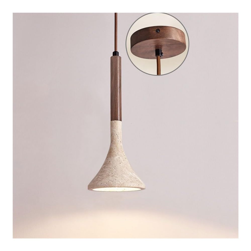 TONFON Marble Wabi Sabi Chandelier Natural Stone Farmhouse Pendant Light Mid Century Modern Travertine Hanging Lamp for Kitchen Island Living Room Bedroom Bedside Dining Room Hallway(L)