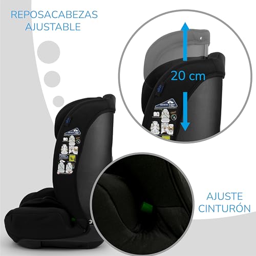 Toral Alzador Coche Niño - Silla Coche Grupo 1 2 3 i-Size - Desde 76-150 cm - Silla Coche Bebe - Elevador coche niño y niña - Silla bebe coche Modelo Silverstone Negro - imagen 3