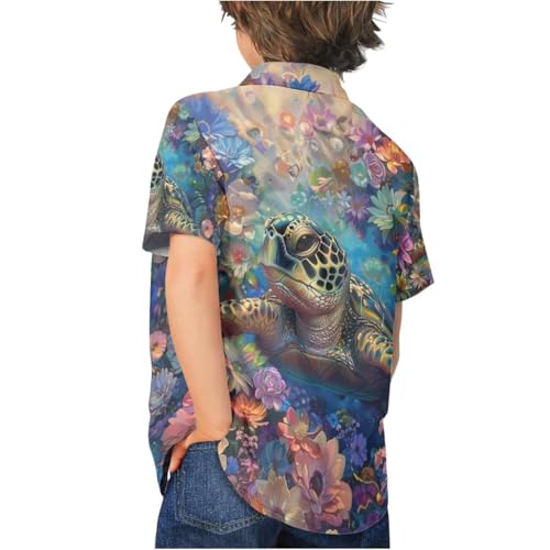Image of PinUp Angel Funky Casual Hawaiian Shirt Kids Boys Girls Art Oil Painting Animal Pattern Short Sleeve Unisex Beach Shirt