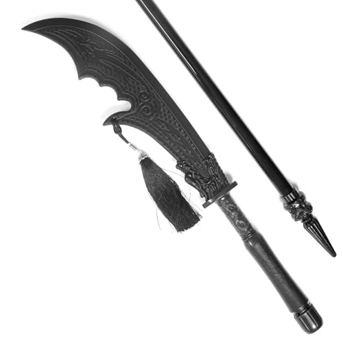 ArmaForge Green Dragon Crescent Blade - 73 Inch, Detachable (Split & Assemble), Guan Dao,Polypropylene (Durable), Black with Tassel - Collection, Cosplay, Decoration