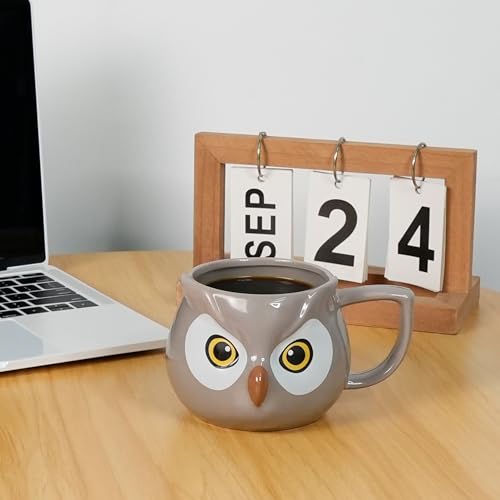 Taza de cerámica con búho 3D 14 oz miniatura 3