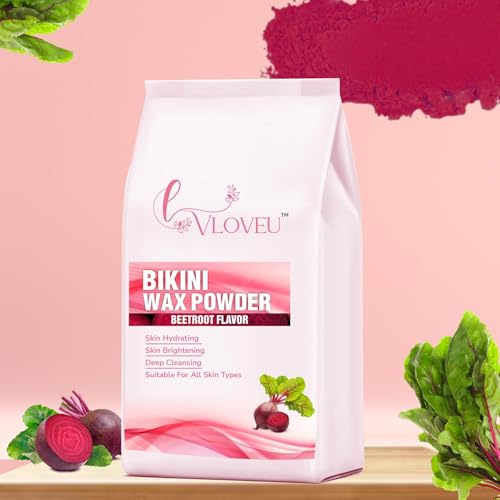 Image of VLOVEU - Beetroot Bikini Wax Powder For Women - 120g, Pack of 3 | 5 Minutes Painless Herbal Wax Powder For Hair Removal No Chemicals - No Irritation,No Skin Rashes For Women And Girls