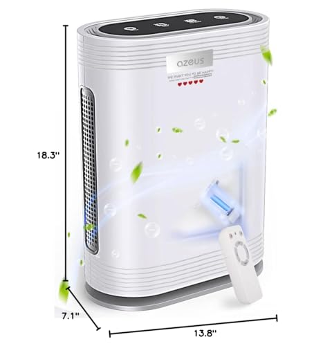 AZEUS True HEPA Air Purifier for Home, Up to 2160 sq ft Large Room, UV light | Ionic Generator | Office or Commercial Filter 99.97% Pollen Smoke Dust Pet Dander Auto Mode Sensor - Image 3
